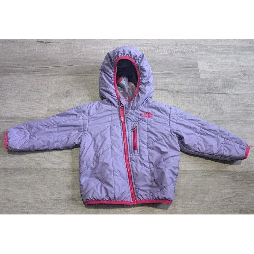 The North Face Baby Reversible Jacket Unicorns Girls Sz 12-18 Months Purple